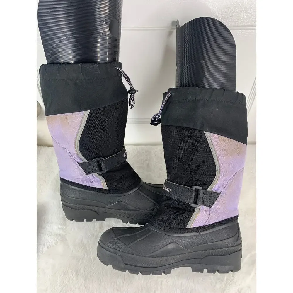 LL Bean Kids Winter Snow Boots Waterproof Purple Black Size 5